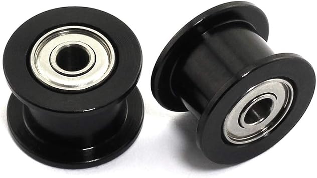 HJ Garden 2pcs 16 Teeth 3mm Bore Idler Timing Pulley with Bearing 2GT Aluminium Alloy H Type GT2 Synchronous Wheel Without Teeth for 6mm Width Belt 3D Printer CNC Mechanical Drive Black