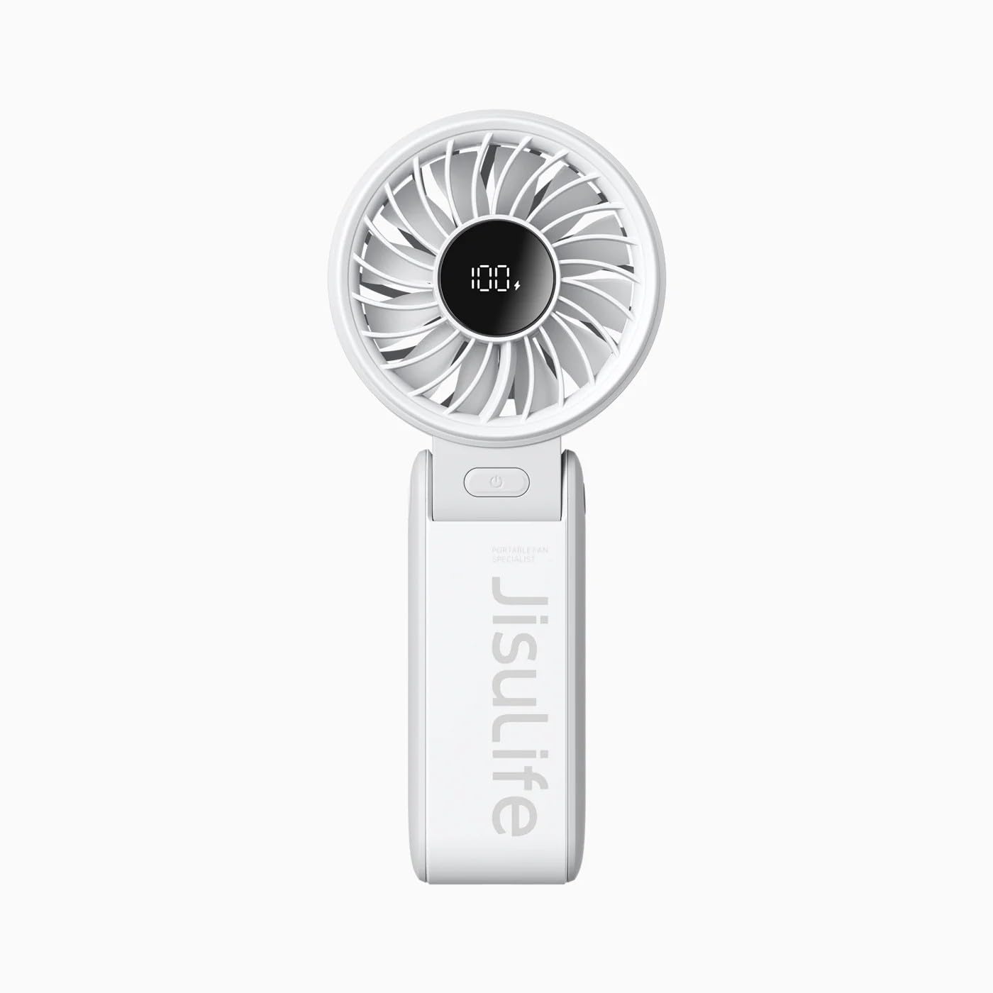 JISULIFE Handheld Fan Life7,2024 Powerful Portable Fan with LED Display[19.5Hrs Max Cooling] 5000mAh,5 Speeds,Lanyard;3-in-1 Hand/Desk/Neck Fan,Travel Essentials Gifts for Women,Men(Light Grey)-image-13