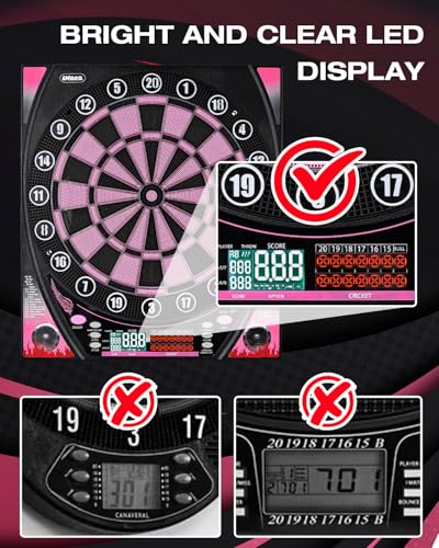 Electronic dartboards for adults, Dartboard electronic with Bright Score Display, Multiple Games, and Durable Design-Perfect for Family Fun and Competitions-Includes Soft Tip with 12 Darts (Pink-Grey) - image 3