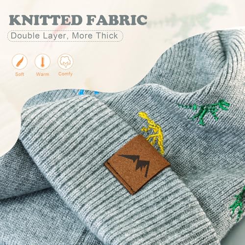 Image of XIAOHAWANG Knit Toddler Beanies Girls Boys Cute Kids Winter Hat Infant Dinosaur Baby Beanie Hats