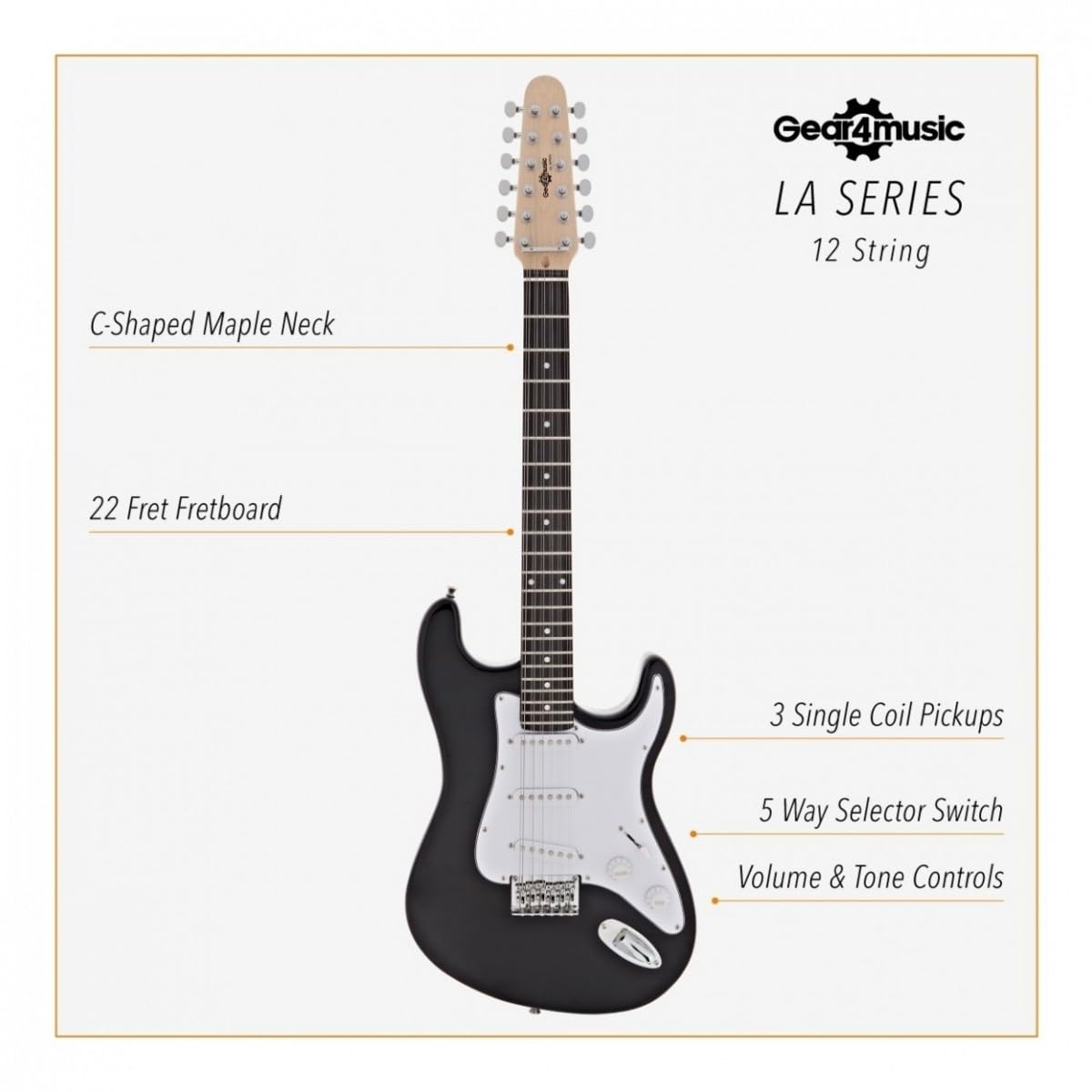 12 Saiten E-Gitarre mit Zubehör LA Deluxe Gear4music