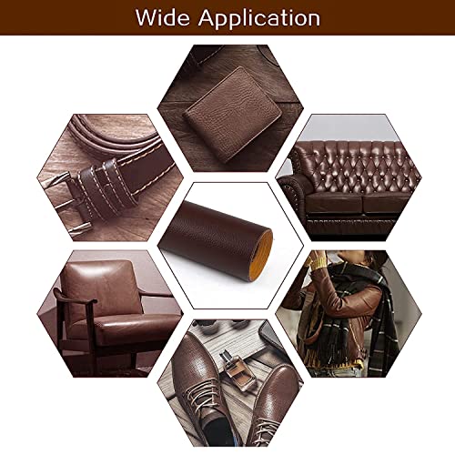 Image of 60 x 30 cm Large Leather Repair Patch for Couches- Self-Adhesive Waterproof PU Leather Kit for Sofa Car Seats Drivers Seat Vinyl Chairs Furniture Handbags Jackets Fix Tear (Brown) 2 Pcs