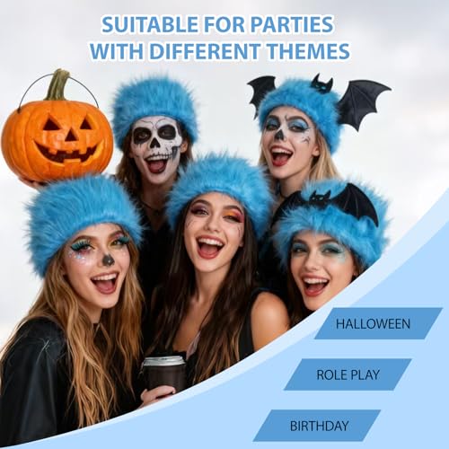 Image of Funny Sky Blue Wigs Hair Headband Halloween Costume Silly Crazy Wig for Adults