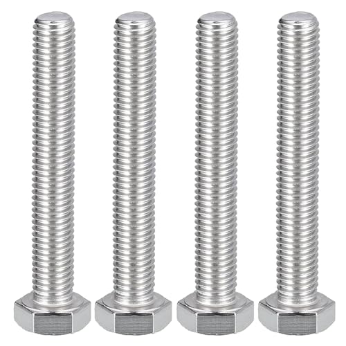 Image of MroMax 5Pcs M12-1.75 Hex Bolts, M12 x 80mm Hex Head Screws Bolts, 304 Stainless Steel 18-8, Fully Threaded, External Hex Drive, for Mounting Chair, Rail, Wheels, Boat and Plastic Bumpers