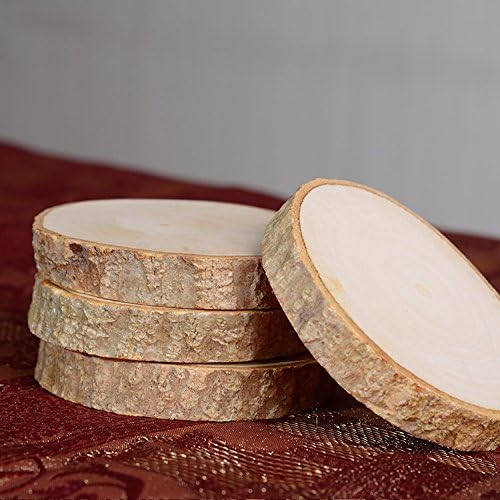 Natural Wood Coasters Set - Real Wood Slices - Coated in Polyurethane for Surface Protection While Adding an Authentic Rustic Feel to Your Home - Set of 4