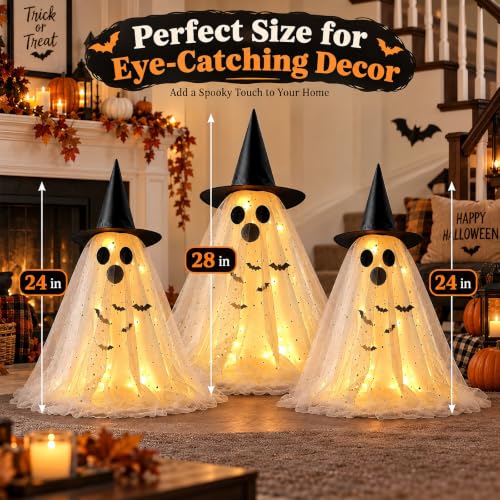 3 Pack Light Up Ghosts Halloween Decorations Indoor Home Table & Outdoor - image 3