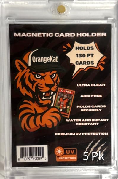 Magnetic Card Holder 130PT (5 Pack) – One Touch Ultra Clear Trading Card Case, UV Protected, Waterproof, Acid-Free, Impact Resistant Sports Card Holder