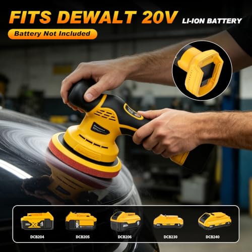 Image of Cordless Car Buffer Polisher kit Compatible with DEWALT 20V Battery(No Battery), 6 Inch 9 Speed Orbital Polisher, 1800-7200RPM, for Car Boat Waxing /Scratch