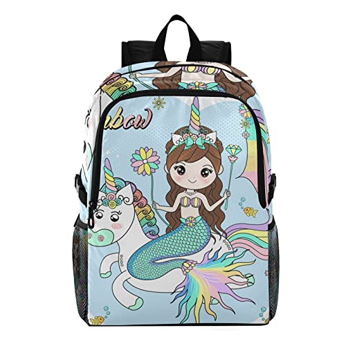 Cartable sac à dos léger licorne sirène pliable pour voyage école fille garçon