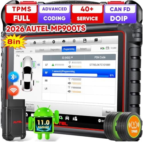 Autel MaxiPRO MP900TS Scanner, 2026 8in MP900-TS up of MaxiSYS MS906 PRO MS906TS MP900-BT MK900-TS, Top TPMS as MS906 Pro-TS, ECU Coding, Bidirectional Scan Tool, 40+ Service, All System, CAN FD&DOIP