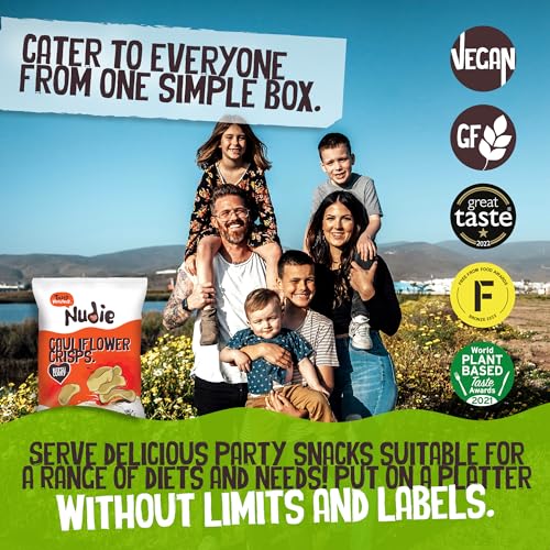 Nudie Big Night In Snack Box - Family Pack Healthy Snacks for Adults and Kids with Roasted Chickpeas, Lentil Curls and Cauliflower Crisps | Vegan Protein Snacks | Low Calorie Snacks Bulk | Mixed Sizes