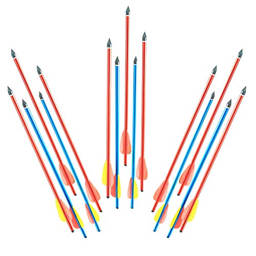 KingsArchery Crossbow Arrows Aluminum 14.75 inch (15 Pack) Long Arrows Set in Metallic Red for Hunting Crossbow Pistol Precision Target Arrow
