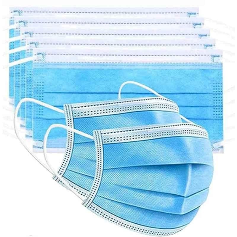 3-Ply Disposable Face Masks, Light Blue, Non-woven Fabric with Elastic Ear Loops and Nose Strip (Slnp08) 100pcs-image-11