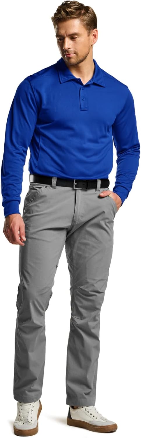 CQR Men's Polo Shirt, Long Sleeve Tactical Shirts, Outdoor UPF 50+ Pique Shirt, Dry Fit Lightweight Golf Shirts - Image 6