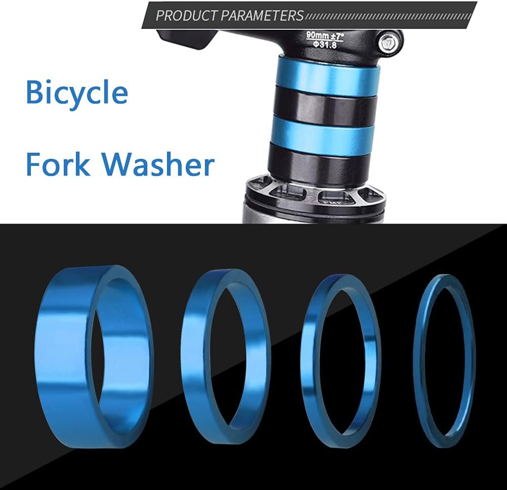 12 Pieces Bicycle Headset Spacer Bike Handlebar Stem Spacers Threadless Aluminum Alloy Headset Stem Spacer Set Fit 1 1/8-Inch Stem for MTB BMX Mountain Road Bikes Cycling 2/3/5/10MM