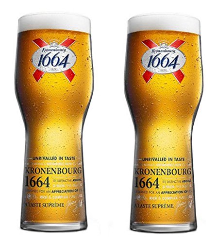 Kronenbourg 1664 Pint Glasses CE Marked 568ml/20 Ounce (Set of 2) by Kronenbourg 1664
