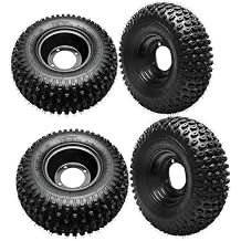 4PCS 7inch Wheels 16x8-7 ATV Wheel Tires Rims, 200/55-7 16x8.00-7 16x8x7 Go-Kart Tires, 4 PR Tubeless All Terrain UTV 4 Stud 110mm Bolt Pattern for Dune Buggy Quad Bike Lawn Mower Mini Bike