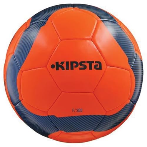 Kipsta Football Ball Hand Stiched F300 Suitable for All Surface Soft & Wet Ground, Hard Ground with Grass & Artifical Turf, International Match Ball, Size - 5- Orange