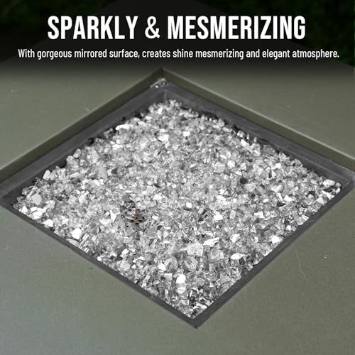 Image of Skyflame 10-Pound Fire Glass for Fireplace Fire Pit and Landscaping, Platinum Reflective, 1 /4-Inch