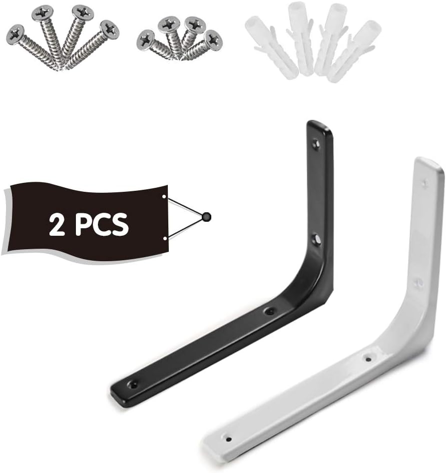 Shelves,Shelf Brackets,Metal Brackets-Shelf Brackets,90 Degree,Furniture Support,Heavy Duty,with Screws,2 pcs,Wall Corner Angle Shelving (Color : Black, Size : 100mm(4inches) X100mm(4inches))