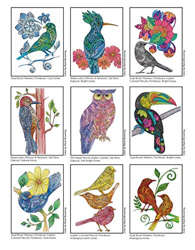 Creative Coloring Birds: Art Activity Pages to Relax and Enjoy! (Design Originals) 30 Designs with Owls, Songbirds, Peacocks, and More, on Extra-Thick Perforated Paper, plus Beginner-Friendly Tips - Image 5