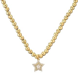 Beaded Jewelry - Gold Plated Ball Chain with Crystal Star Pendant, Stylish Women's Accessory, Perfect for Casual or Formal Wear