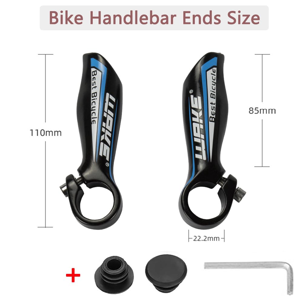CYSKY 1 Par Extremos de Manillar de Bicicleta 22,2 mm de aleación de Aluminio con 2 topes de Extremo de Barra para Bicicleta de Montaña de Carretera