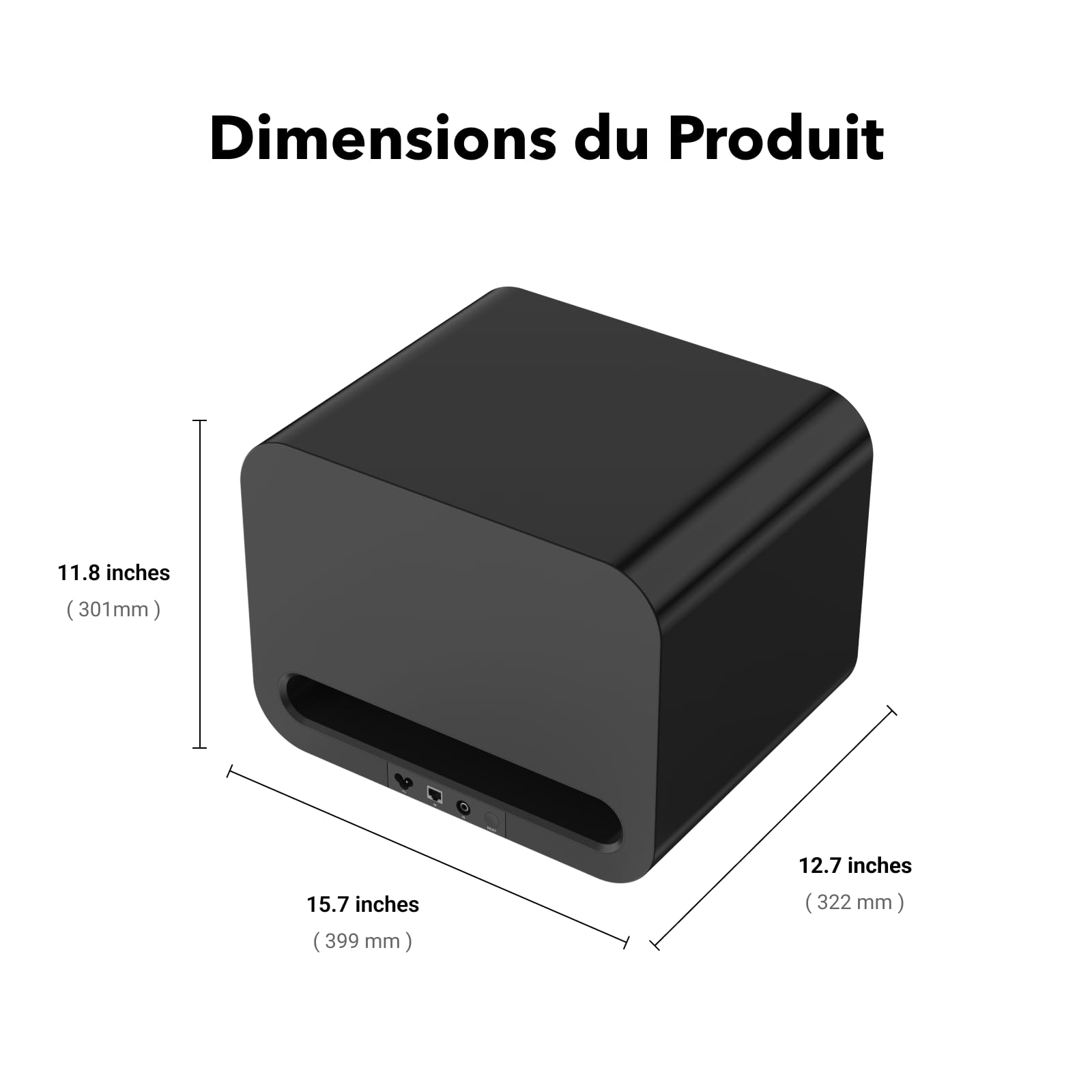 WiiM Sub Pro Caisson de Basses sans Fil Intelligent 8" 250 W AI RoomFit Wi-Fi 6 BT 5.3 Noir