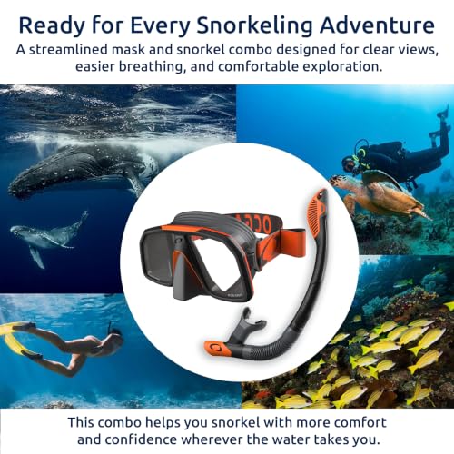 Oceanic Adult Mask + Snorkel Set, máscara de doble lente y tubo de snorkel Dry Top miniatura 6