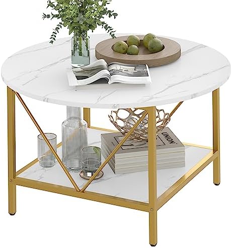 Amazon.com: Yusong Round Coffee Table for Living Room, Farmhouse Circle ...