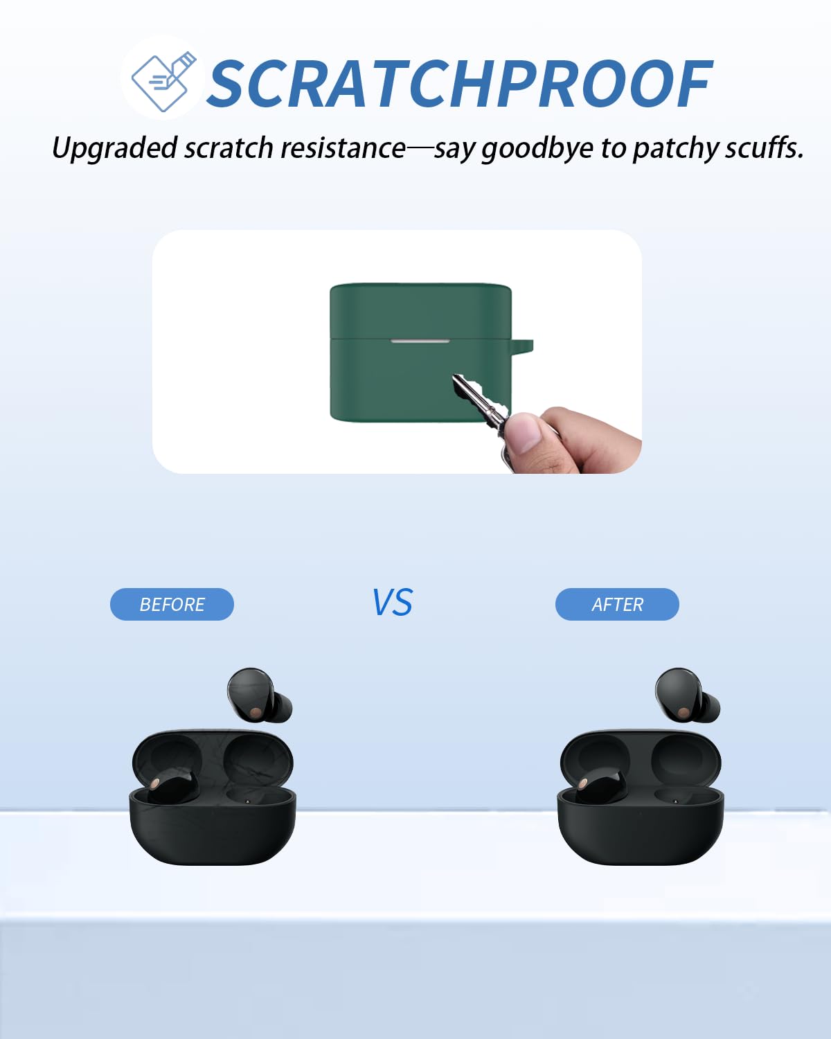 Etui do słuchawek Sony WF-1000XM6, miękkie silikonowe etui ochronne kompatybilne z Sony WF-1000XM6, z paskiem do zawieszenia, pyłoszczelne, odporne na uderzenia i trwałe, zielone