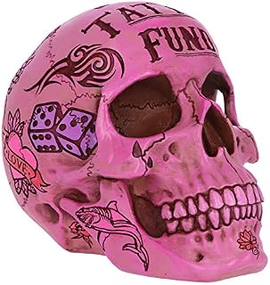 Nemesis Now Pink Traditional Tribal Tattoo Fund Skull Money Box, 15cm