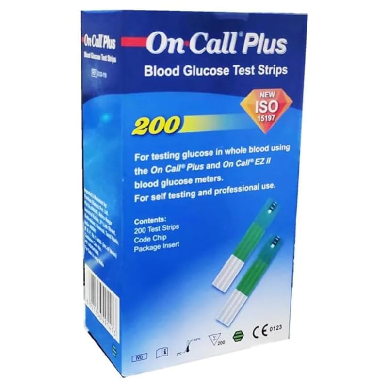 On Call Plus Blood Glucose Test Strips 200 Strips Ref : G133-119 Original Quality glucometer strip