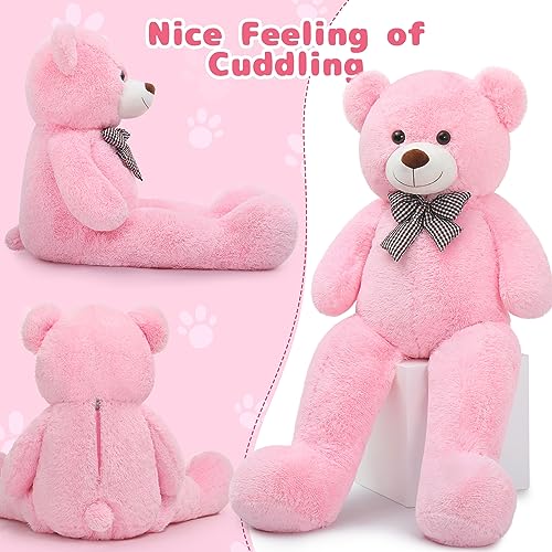 Image of MaoGoLan Giant Teddy Bear 4 Feet,Adorable and Cuddly Big Teddy Bear Stuffed Animal 47 inch, Pink Teddy Bear Plush Gift Decoration for Baby Shower,Party,Birthday,Valentines Day