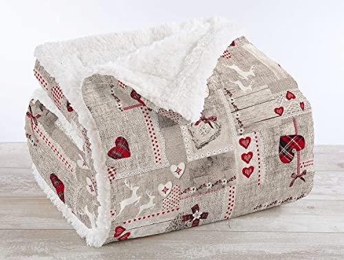 IlGruppone Passione Casa Coperta Plaid in Pile Sherpa Invernale, Morbida e Calda, Pelosa in Finta Pelliccia Singola Matrimoniale Doppio Lat - Val Gardena - Una piazza 150x200