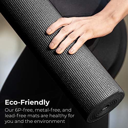 Hello Fit Yoga Mats (68" X 24" X 4Mm) With Carrying Bags - 12 Pack - Wholesale Bulk Set For Kids Pe Adults - Non Slip - Latex Free - 12 Pack Of Easy To Clean Exercise, Outdoor And Social Distancing Mats Along With 12 Cinch Bags (Black) #TOP5