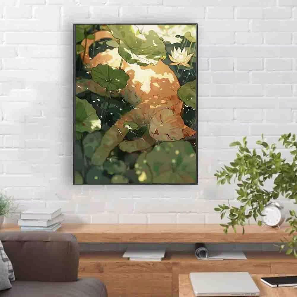 Zestawy artystyczne z diamentami dla dorosłych, diamentowy obraz, liść lotosu, kryształowe zestawy artystyczne dla dorosłych, początkujących, DIY, 5D, okrągłe, pełne wiercenie, haft, klejnot, obrazy