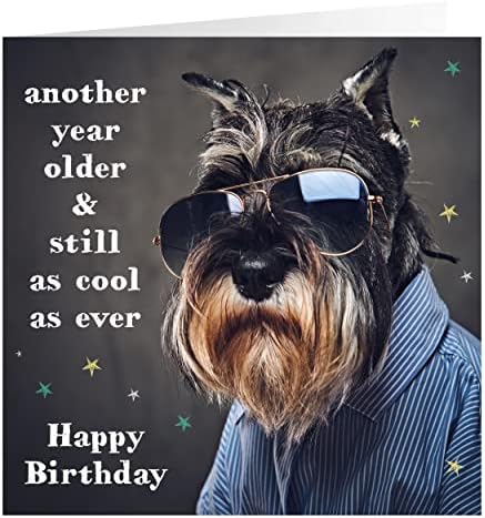 The Heritage Press 'Another Year Older and Still as Cool as Ever' Fun Dog Birthday Card with Envelope - Made in UK - Eco-Friendly - 150X150mm