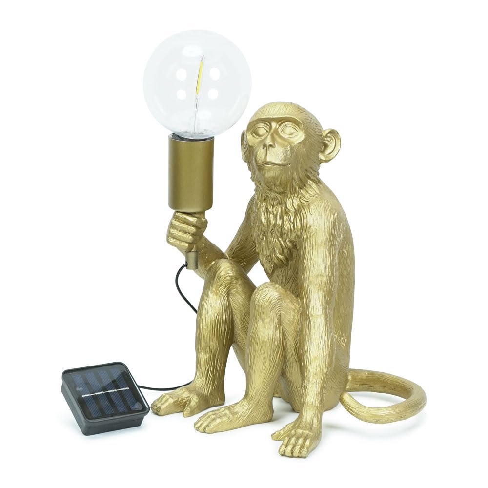 ValueLights - George Monkey Solar Garden Ornament Light - Gold