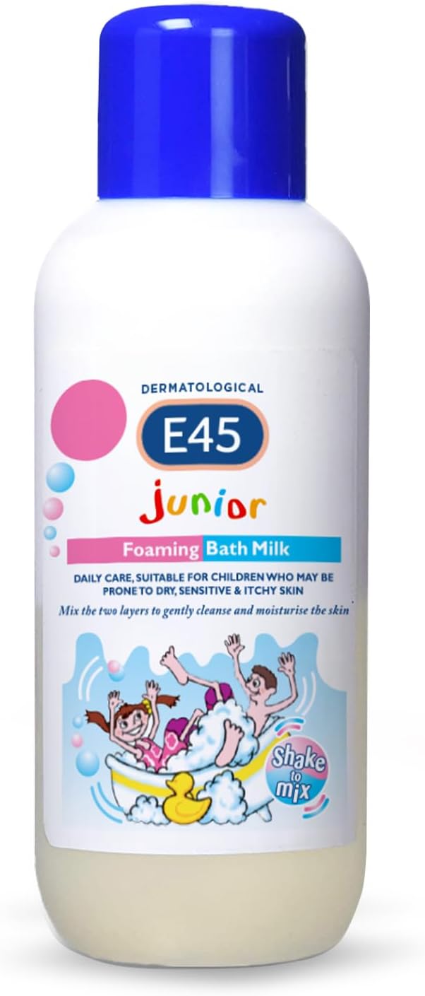 E45 Dermatological Junior Foaming Bath Milk 500 ml – Bath Foam for Kids – Soap-Free Body Wash to Protect and Moisturise Dry and Sensitive Skin – Soothe Itching and Irritation – Dermatitis Eczema Cream E45 Dermatological Junior Foaming Bath Milk 500 ml – Bath Foam for Kids – Soap-Free Body Wash to Protect and Moisturise Dry and Sensitive Skin – Soothe Itching and Irritation – Dermatitis Eczema Cream