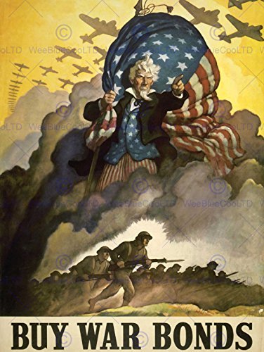 QUALITY FINE ART PRINTS CC4175 Affiche de qualité supérieure Motif Drapeau des étoiles de la Seconde Guerre Mondiale 30 x 40 cm