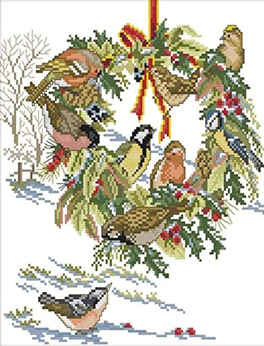 Broderie Point de Croix Oiseau Fleur Toile Imprimée Activité Créative Salon Zen