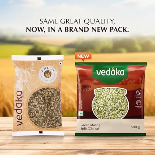 Image of Amazon Brand - Vedaka Popular Unpolished Green Moong Split (Chilka), 500 g|Naturally Rich in Protein |Naturally Cholesterol free