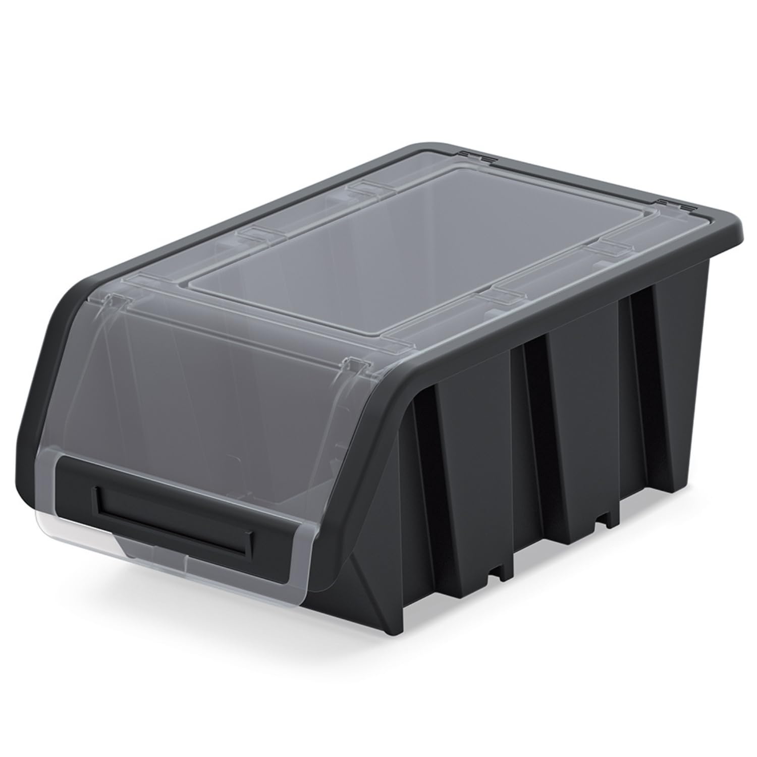 Storage Bins Plastic Order Picking Parts Boxes Lid Scooped Front Stackable Wall Garage Workshop Tool Container (Without lid, 3XL - 490x298x210mm)
