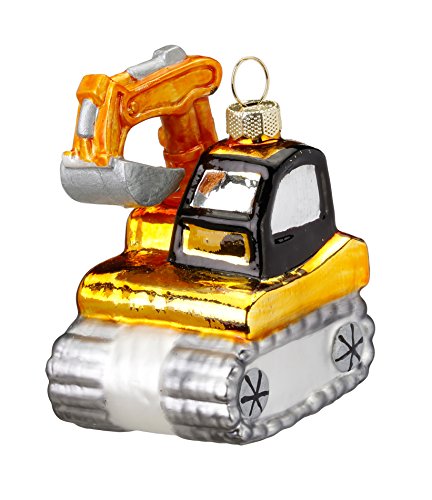 MAGIC Christbaumschmuck Figuren Weihnachtskugeln Weihnachtsschmuck Christbaumkugeln Deko Glas Bagger gelb 7.5cm