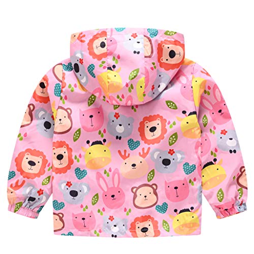 Image of TUIJI Toddler Boys Girls Cartoon Print Zip Jacket Hooded Trench Lightweight Kids Coats Windbreaker Casual Outerwear