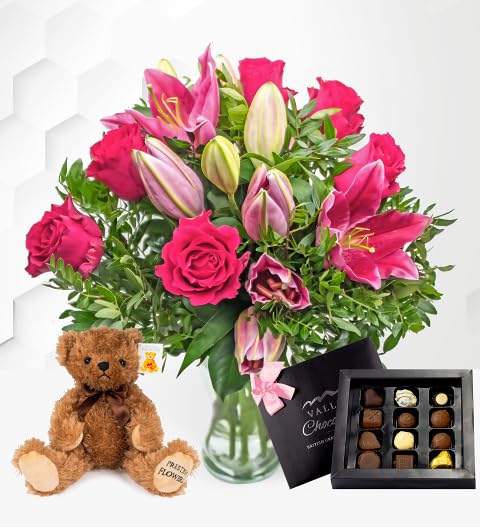 Paquete de rosas y lirios - Flores - Flores de cumpleaños - Flores al día siguiente - Ramo de flores naturales - Regalo de flores para el día de la madre - Flores de recuperación - Flores de lujo