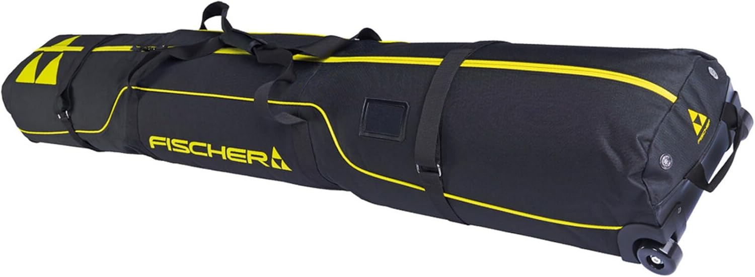 Fischer Skicase 2 Pair Alpine Race Wheels 195cm Ski Bag with Boot Pocket, Reinforced Bottom, Compression Straps & Durable Fabric for Air Travel & Mountain Trips