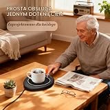 Ogrzewaczka do filiżanek na kawę, elektryczna ogrzewaczka do filiżanek do biurka, 2 ustawienia temperatury, kontrola temperatury napojów, herbata, mleko, świeca, ogrzewaczka do biura (czarny)