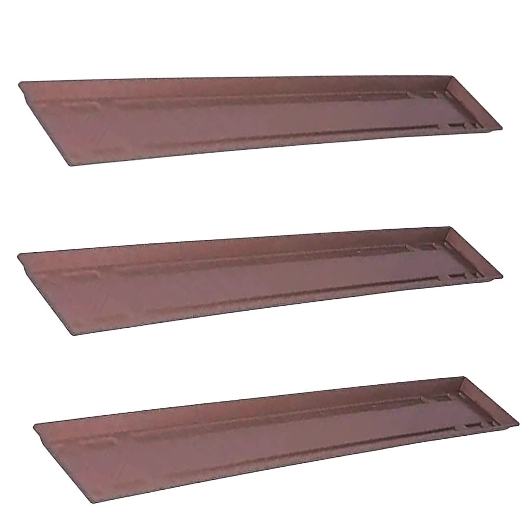 BricoLoco Lote 3 uds. Bandeja Jardinera 100 cm Grande plástico Stewart Garden con Base Drenaje y retención de Agua. Color Elegante Pierra Moteada